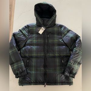 Polo Ralph Lauren Down Filled Hooded Puffer Jacket Plaid Men's size Medium NWT